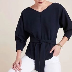 Anthropologie Metier Structured Top in Black Size Small